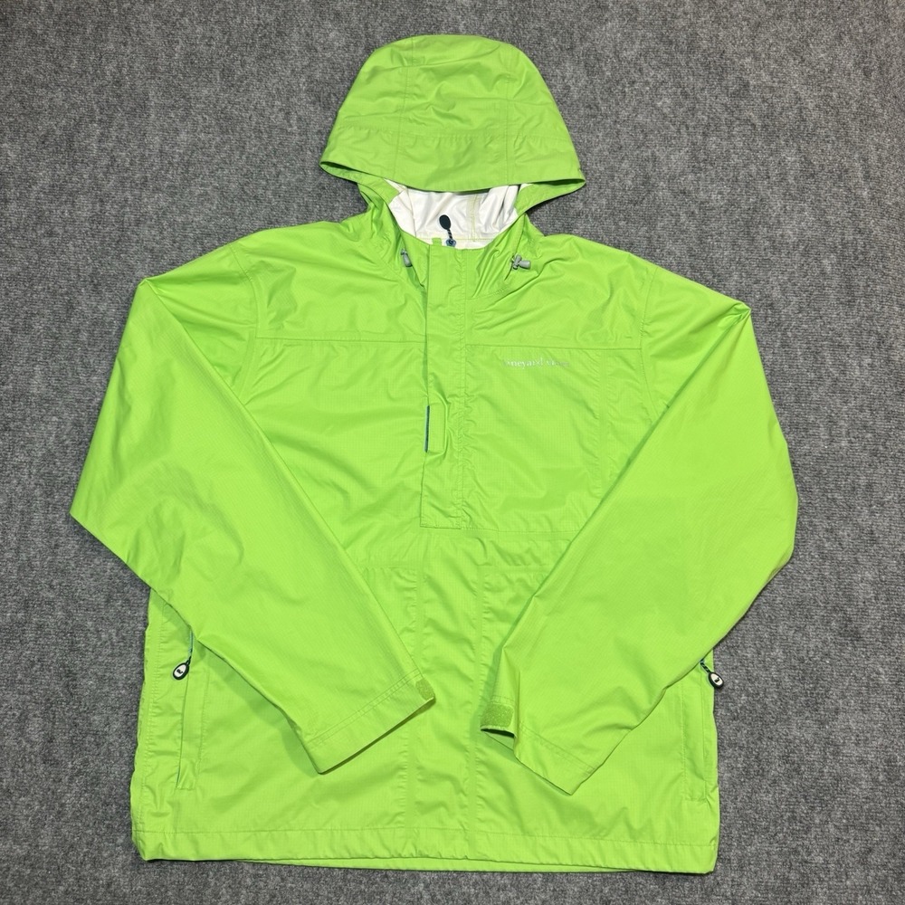Vineyard Vines Rain Wind Hooded Full Zip Windbreaker Coat Jacket M Lime Green